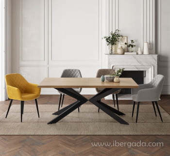 Mesa de Comedor Extensible Roble/Negro (180x100)