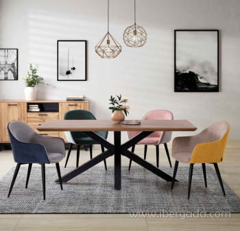 Mesa de Comedor Rectangular Nogal/Negro (180x90)