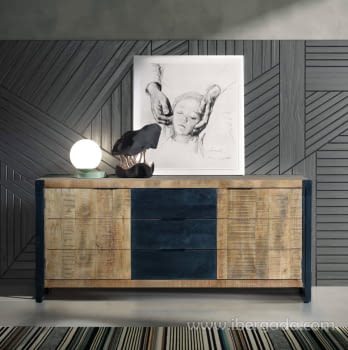 Aparador Madera/Metal 2 Puertas 3 Cajones (180x45x80)-1