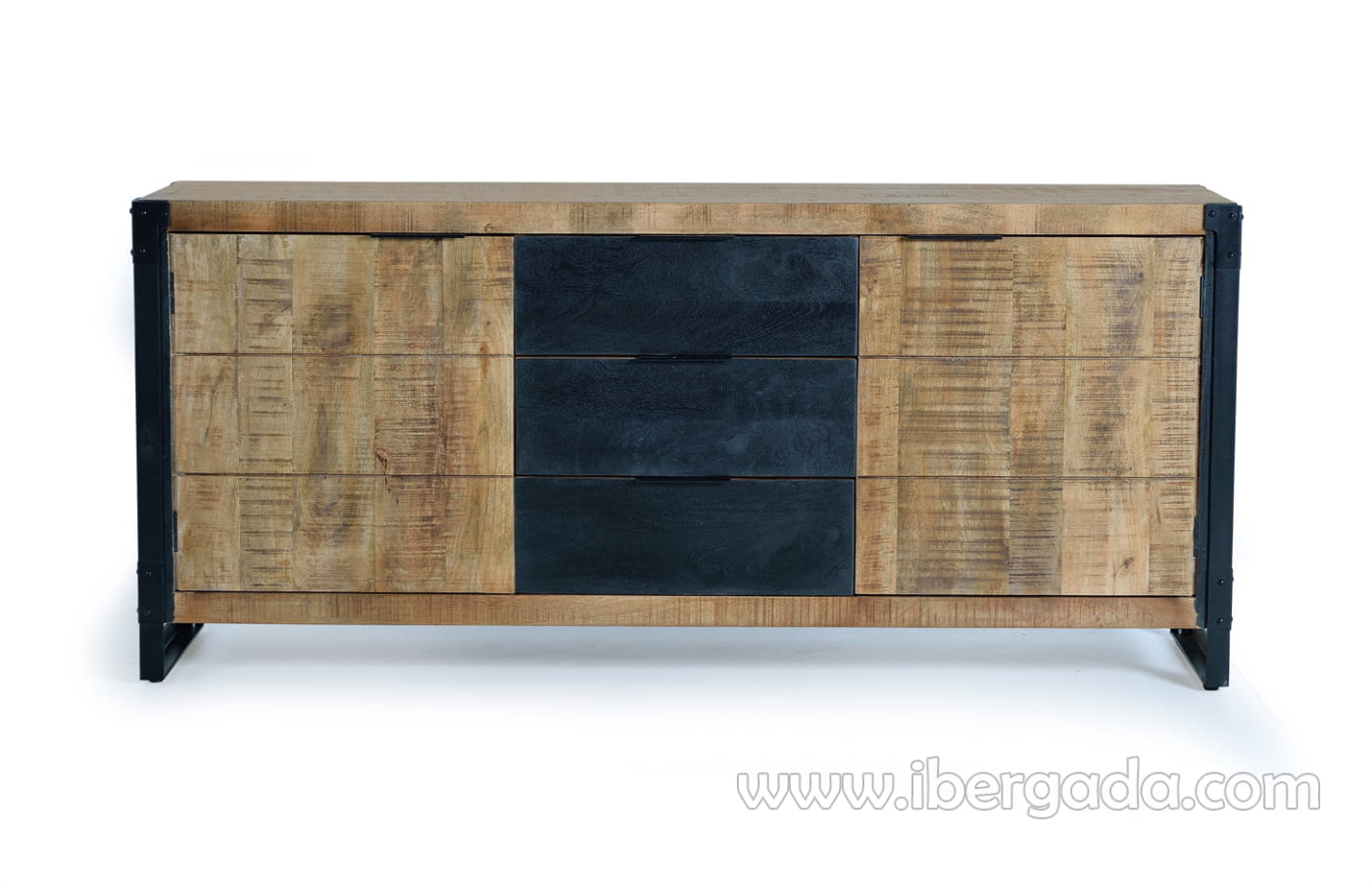 Aparador Madera/Metal 2 Puertas 3 Cajones (180x45x80)-2