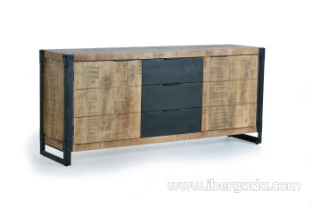 Aparador Madera/Metal 2 Puertas 3 Cajones (180x45x80)-3