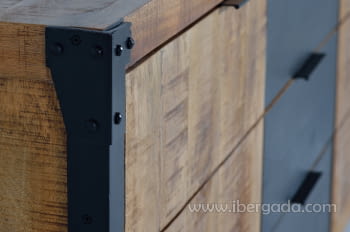 Aparador Madera/Metal 2 Puertas 3 Cajones (180x45x80)-7