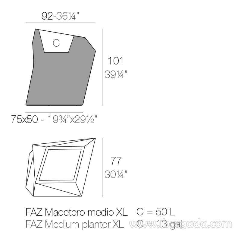 Macetero Faz Medio XL 101cm con Autorriego Color (92x77x101)-10