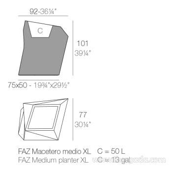 Macetero Faz Medio XL 101cm con Autorriego Color (92x77x101)-10