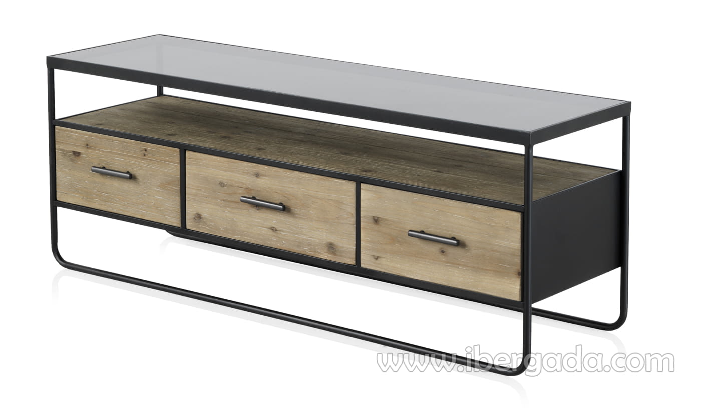 Mueble TV Madera/Hierro Luan (134x38x50)-2