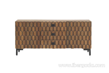 Aparador Madera/Natural 2 puertas 3 cajones (160x38x75)