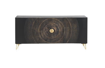 Aparador Madera/Negro 3 puertas (160x38x75)