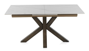 Mesa de Comedor Extensible Blanco/Cobre (160-210/90)