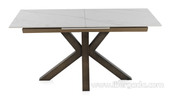 Mesa de Comedor Extensible Blanco/Cobre (160-210/90)