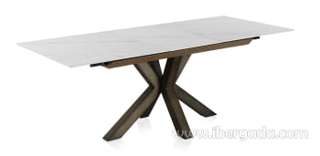 Mesa de Comedor Extensible Blanco/Cobre (160-210/90)-2