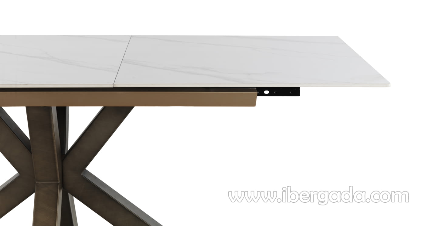 Mesa de Comedor Extensible Blanco/Cobre (160-210/90)-4