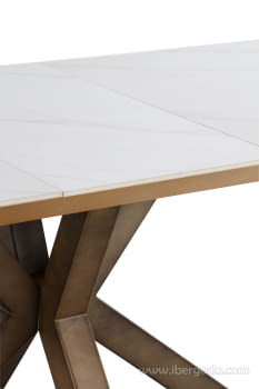 Mesa de Comedor Extensible Blanco/Cobre (160-210/90)-5