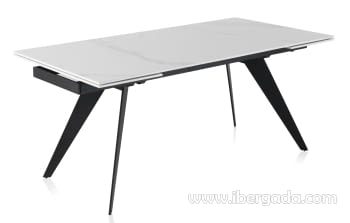 Mesa de Comedor Extensible Blanco/Negro (180-260/95)