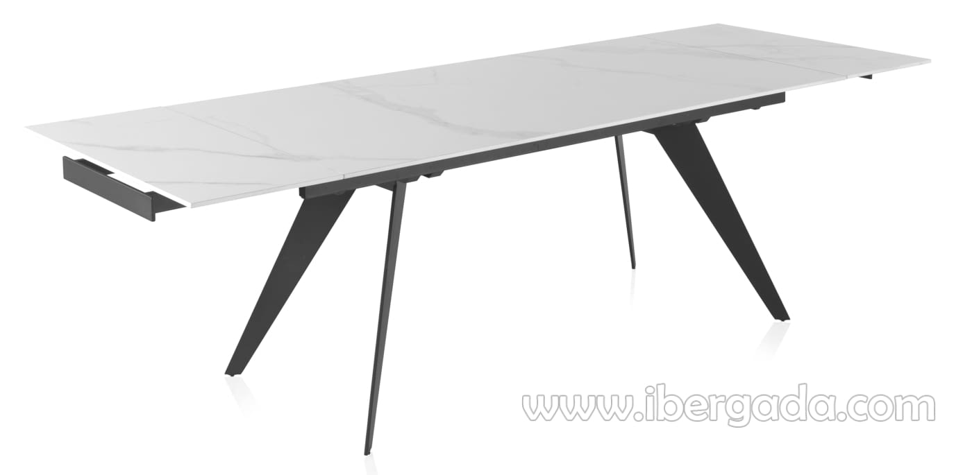 Mesa de Comedor Extensible Blanco/Negro (180-260/95)-2