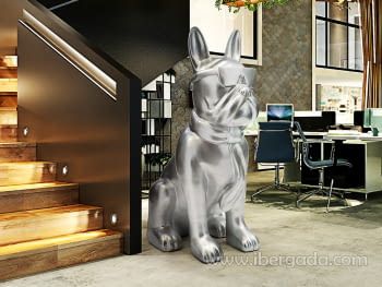 Figura Bulldog Frances Plata Grande (148x69x106)