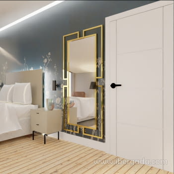 Espejo Rectangular Vestidor Acero Dorado (180x90)-2