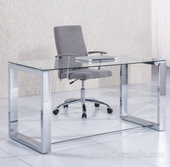 Mesa de Despacho Office Cromo/Cristal (140x70)