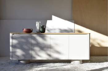 Mueble Aparador Cilindro Arena y Roble (198x50x80)