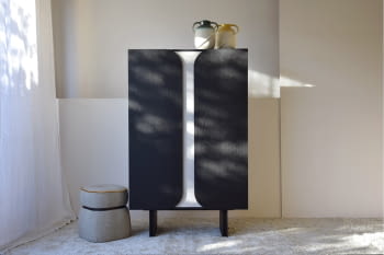 Armario Curvas Arena y Roble Negro (100x47x160)