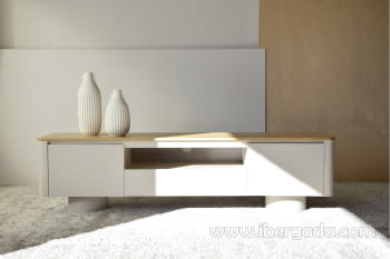 Mueble TV Cilindro Arena y Roble (198x44x52)