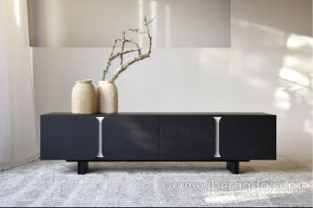 Mueble TV Curvas Negro/Arena (198x45x52)