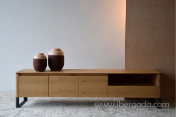Mueble TV Roble/Negro (198x45x49)