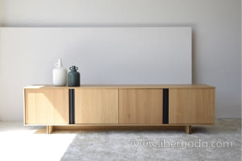 Mueble TV Roble/Negro (200x45x49)