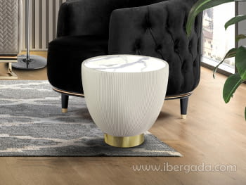 Mesa Auxiliar Candy Blanco/Laton (47x47)