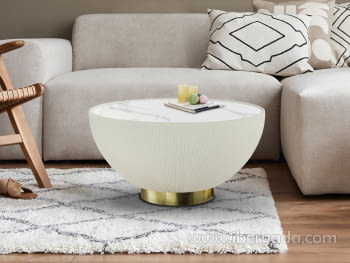 Mesa Centro Candy Blanco/Laton (71x71)