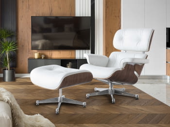 Sillón Eames Blanco Con Reposapiés