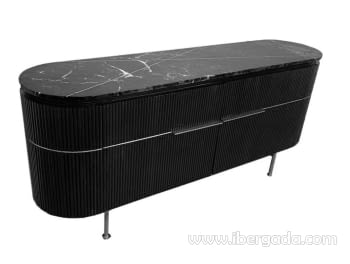 Aparador Ondas 4 puertas Negro/Oro (160x40x72)-3