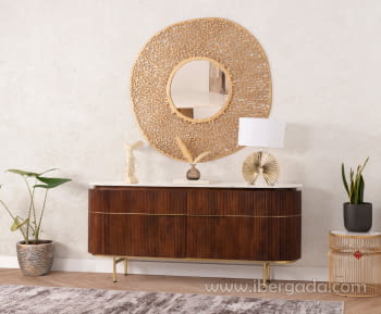Aparador Ondas 4 puertas Marrón/Oro (160x40x72)-1