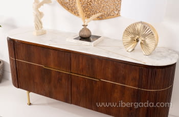 Aparador Ondas 4 puertas Marrón/Oro (160x40x72)-2