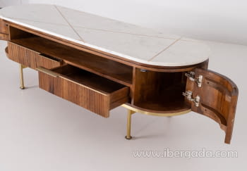 Aparador Ondas 4 puertas Marrón/Oro (160x40x72)-3