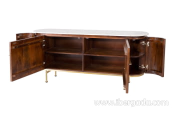 Aparador Ondas 4 puertas Marrón/Oro (160x40x72)-4