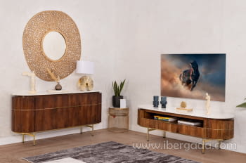 Aparador Ondas 4 puertas Marrón/Oro (160x40x72)-6