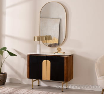 Consola Ondas 2 puertas Marrón-Negro/Oro (90x40x72)