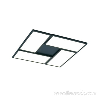 Plafón Cuadrado New Negro 60W (36x36)
