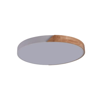 Plafón Redondo Taoro Blanco/Madera 70W con mando (51x51)