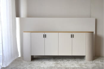 Aparador Tea Gris Arena/Roble 4 puertas (198x50x80)
