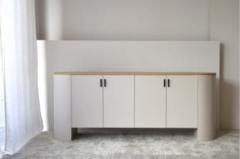 Aparador Tea Gris Arena/Roble 4 puertas (198x50x80)