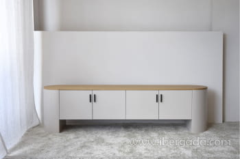 Mueble TV Tea Gris Arena/Roble 4 puertas (198x45x52)