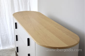 Cómoda Tea Gris Arena/Roble 3 cajones (140x44x77)-2