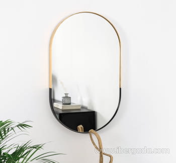 Espejo Ovalado Dorado/Negro (72x44)