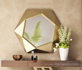 Espejo Hexagonal Oro (80cm o 100cm)-1
