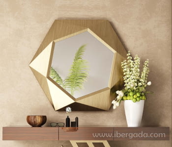 Espejo Hexagonal Oro (80cm o 100cm)