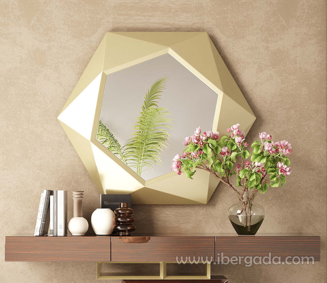 Espejo Hexagonal Oro (80cm o 100cm)-3