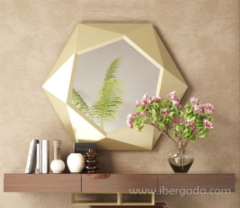 Espejo Hexagonal Oro (80cm o 100cm)-3