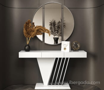 Consola Blanca/Plata R01 3 Cajones (120x40x80)
