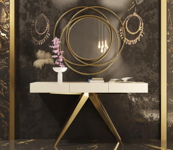 Consola Blanca/Oro R08 3 Cajones (120x40x80)